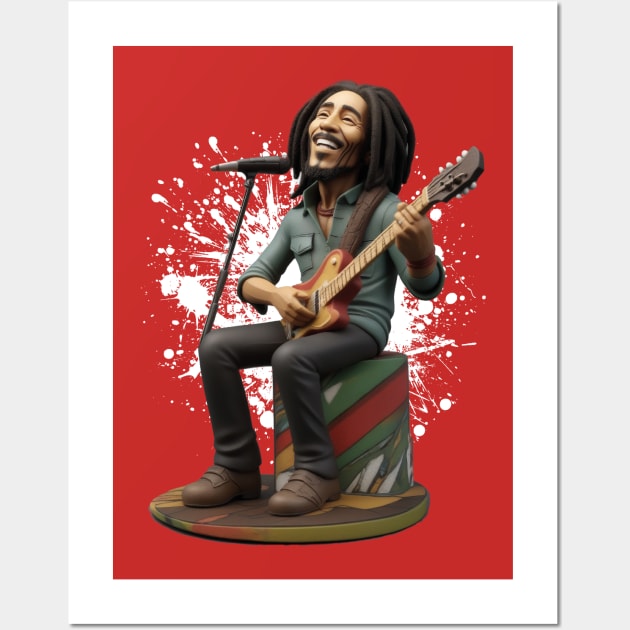 Reggae musican plays guitar Wall Art by k9-tee